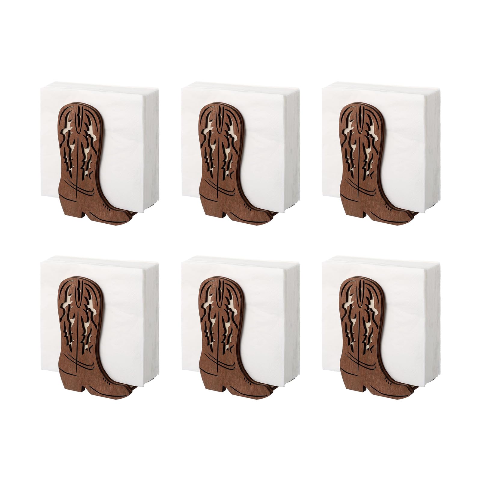 carotoe Sturdy Wooden 3D Boot Napkin Rack Brings Wild Western to Your Dining Table or Party Decor Celebratory Wooden Holder Napkin Organizer