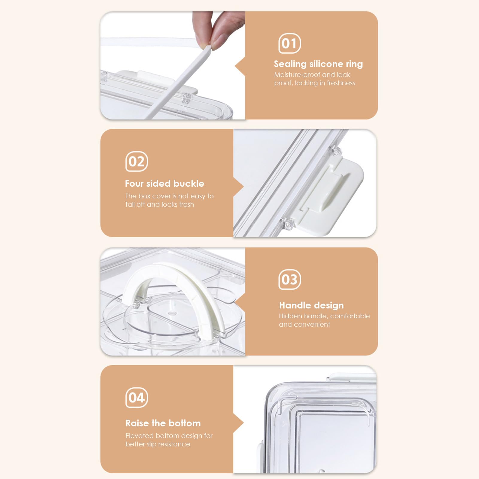 Plateau de service divisé avec couvercle – Organiseur de charcuterie avec 6 compartiments, carré de rangement des aliments, organisateur transparent pour collations, noix, bonbons