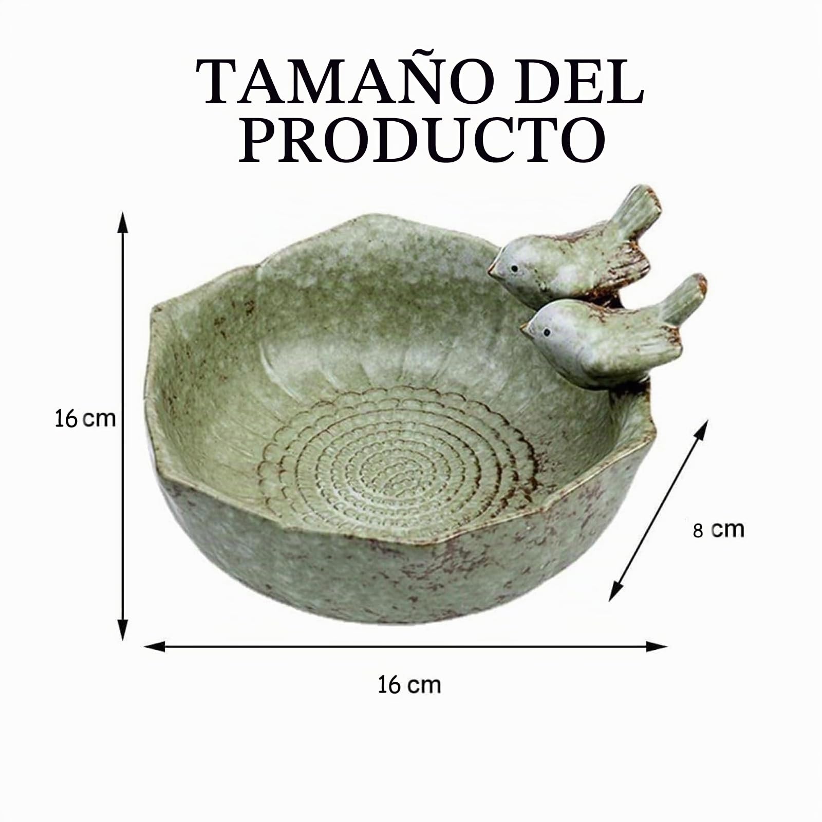 Cuenco redondo verde para baño de pájaros, bebedero para pájaros a prueba de heladas, de pie, para aves silvestres, para exterior, jardín, 16 x 16 x 8 cm (verde)