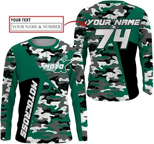 Miniatura 9 de Camiseta de motocross de camuflaje personalizada para mujeres y hombres, UPF30+, camiseta de manga larga MX Racing Motox Off-Road PDT