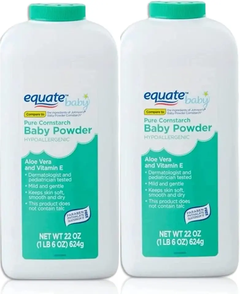 Pure Cornstarch Baby Powder Aloe and Vitamin E (22 oz - 2 Pack)