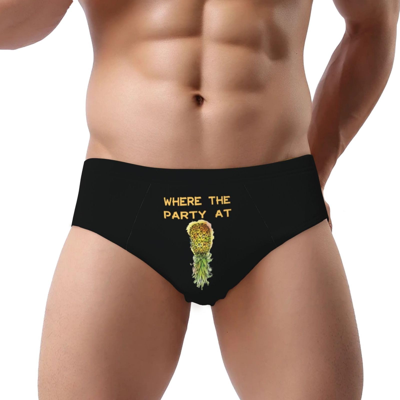 Rqzwdq Upside Down Pineapple Funny Swinger Men'S Brief Underwear Underpants Triangle Briefs, Black, L