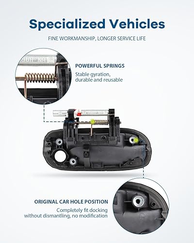 Miniatura 6 de LUJUNTEC Manija de puerta exterior, manija de puerta delantera, lado izquierdo, repuesto para Nissan 2000-2006 para Sentra, 1 manija negra con