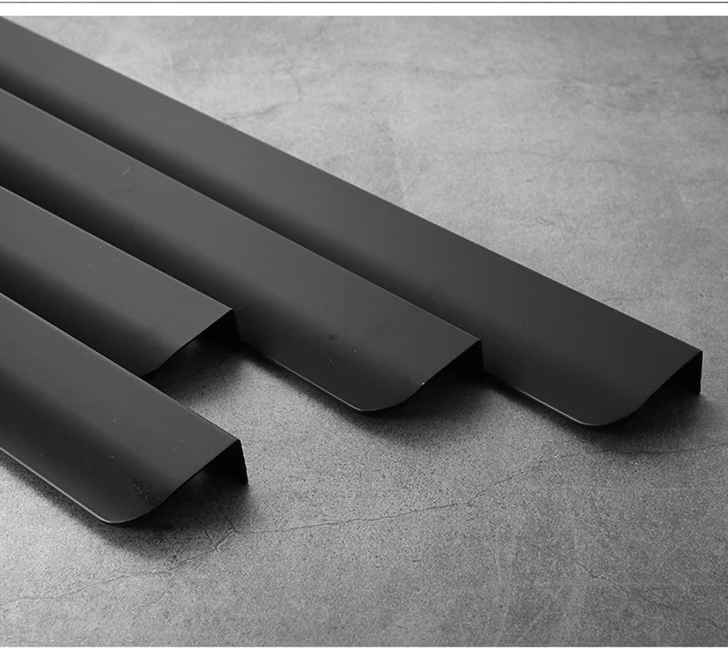 Ukryte klamki do drzwi, Uchwyty meblowe ze stopu aluminium, ukryte uchwyty do szaf, szuflad, czarne, 2 sztuki(Overall length 600mm)
