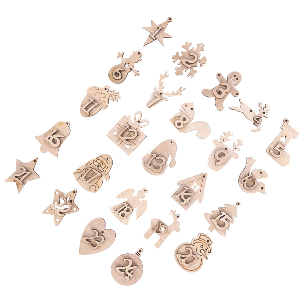 Anneome 24pezzi Addobbi Natalizi Da Appendere in Legno Con Sacchetti Numerati Per Calendario Avvento Decorazioni Rustiche Per Albero Di Natale Per Porte Finestre e Ambienti Festivi
