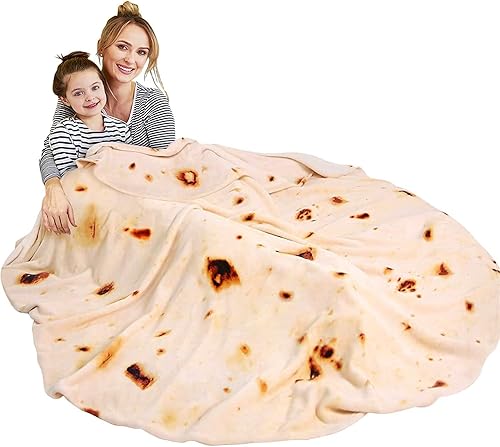 Manta de tortilla gigante de 63 pulgadas de doble cara, manta de tortilla tamaño adulto, mantas divertidas de alimentos para adultos y niños, manta