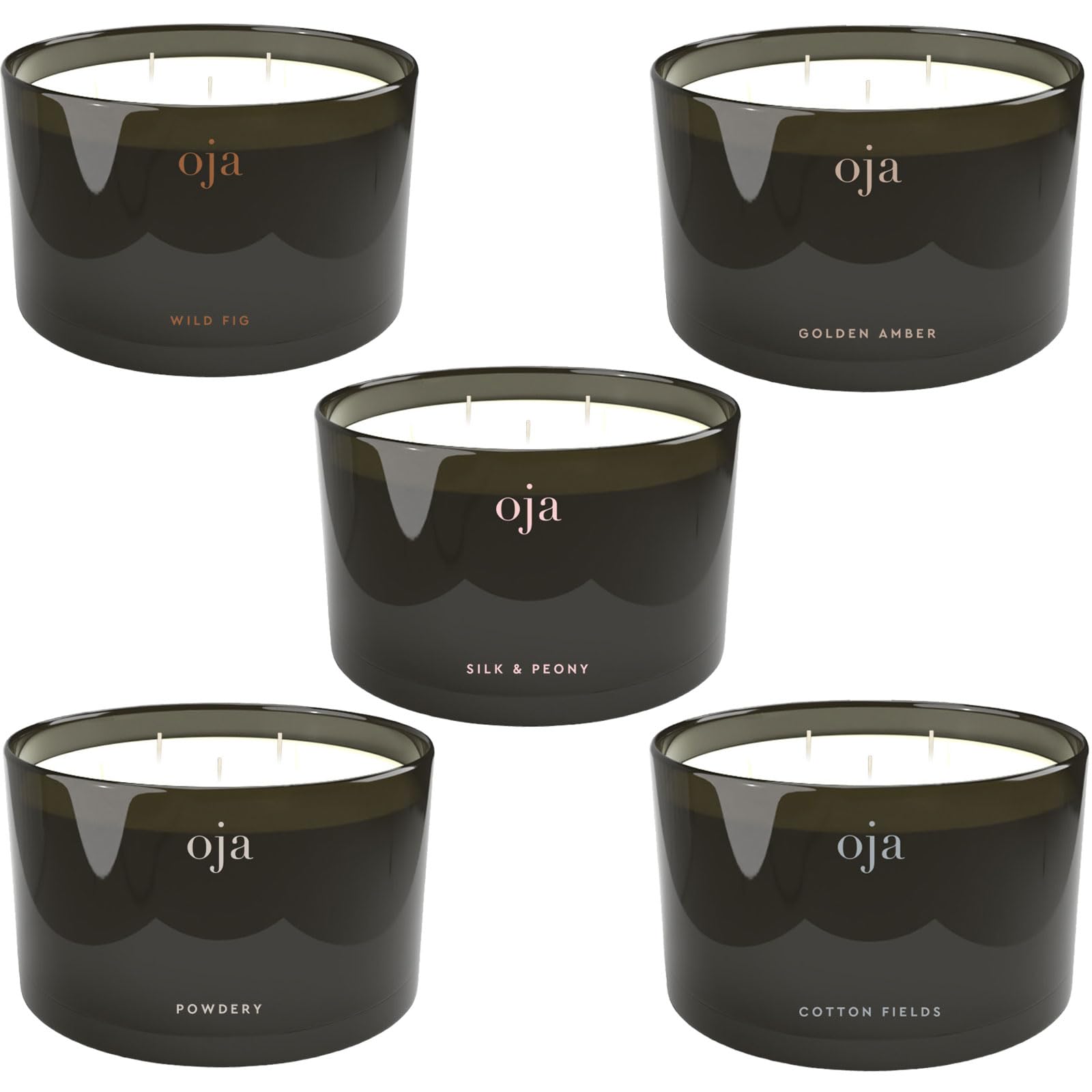 Oja Duftkerzen Mix Paket (5er Pack) je 340g, Sojawachskerzen mit 5 Verschiedene Duftnoten