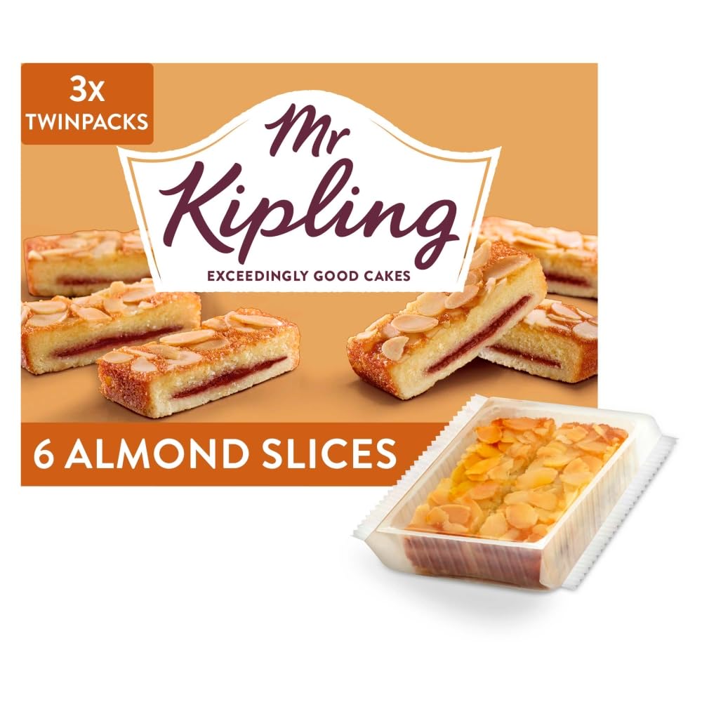 Mr Kipling Almond Cake Slices, 6 Treats – Perfect For Snacking On-the-Go (Pack of 1)