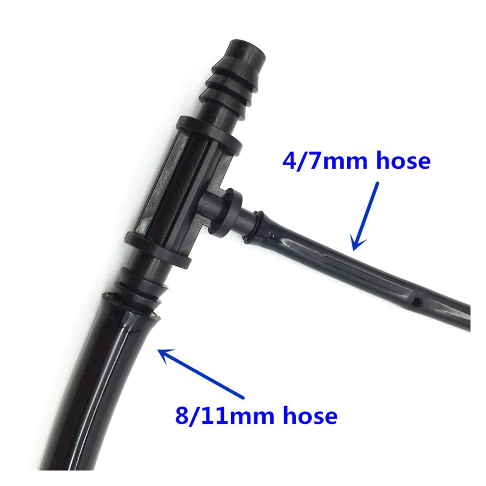 Raccordi per Tubi Flessibili perdite 200 Pezzi di raccordi per connettori Tee a 4/7mm a barbetto per annaffiature da Giardino e deviatore di irrigazione (Diameter : 1/4'')