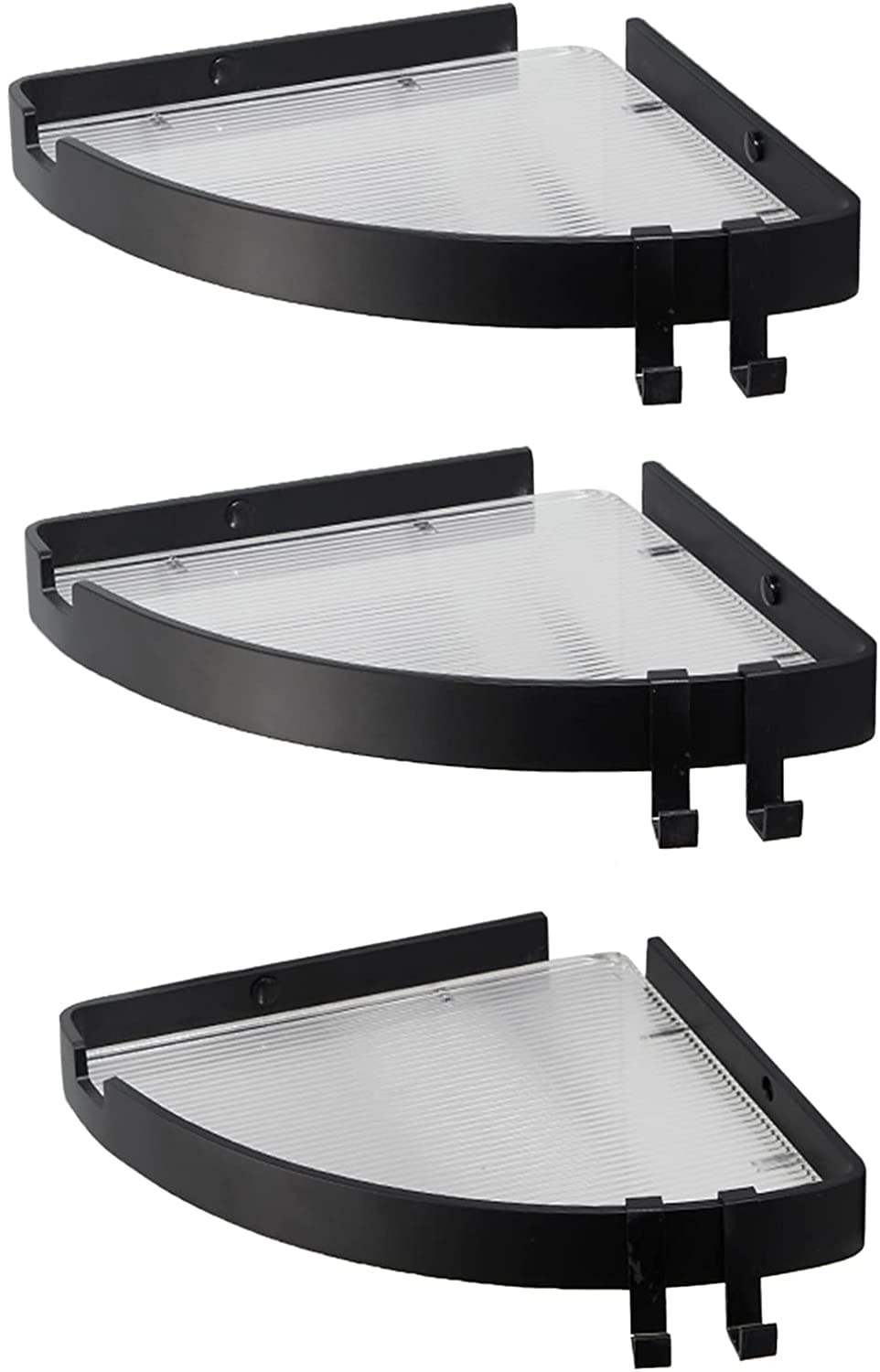AKAZI Duschregal Eck-Badezimmer-Wandregal Duschregal ohne Bohren mit Haken Selbstklebender Raum Aluminium/Acryl für Toilette Badezimmer, Gold A, 1 Story (Schwarz a 3 Etagen)