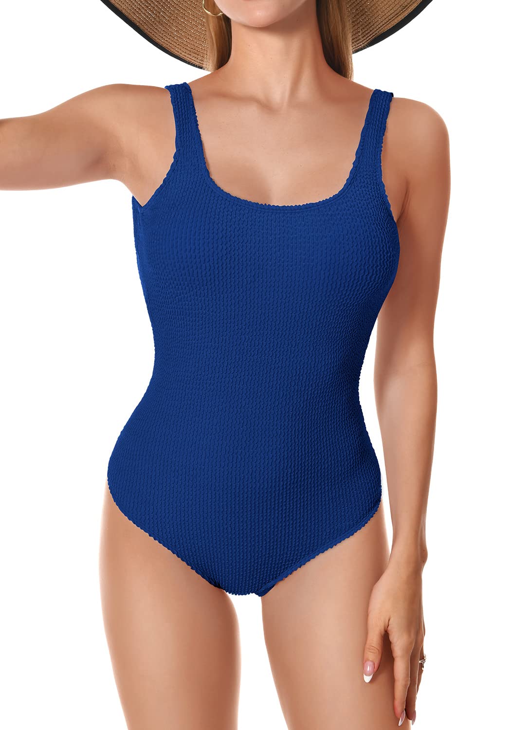 AngerellaWomen's One Piece Swimsuits Tummy Control High Waisted Ribbed Bathing Suit 1 Piece Monokini Swimsuit