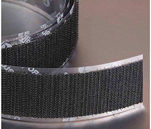 Hook-Type Reclosable Fastener with Acrylic Adhesive, Black, 1/2