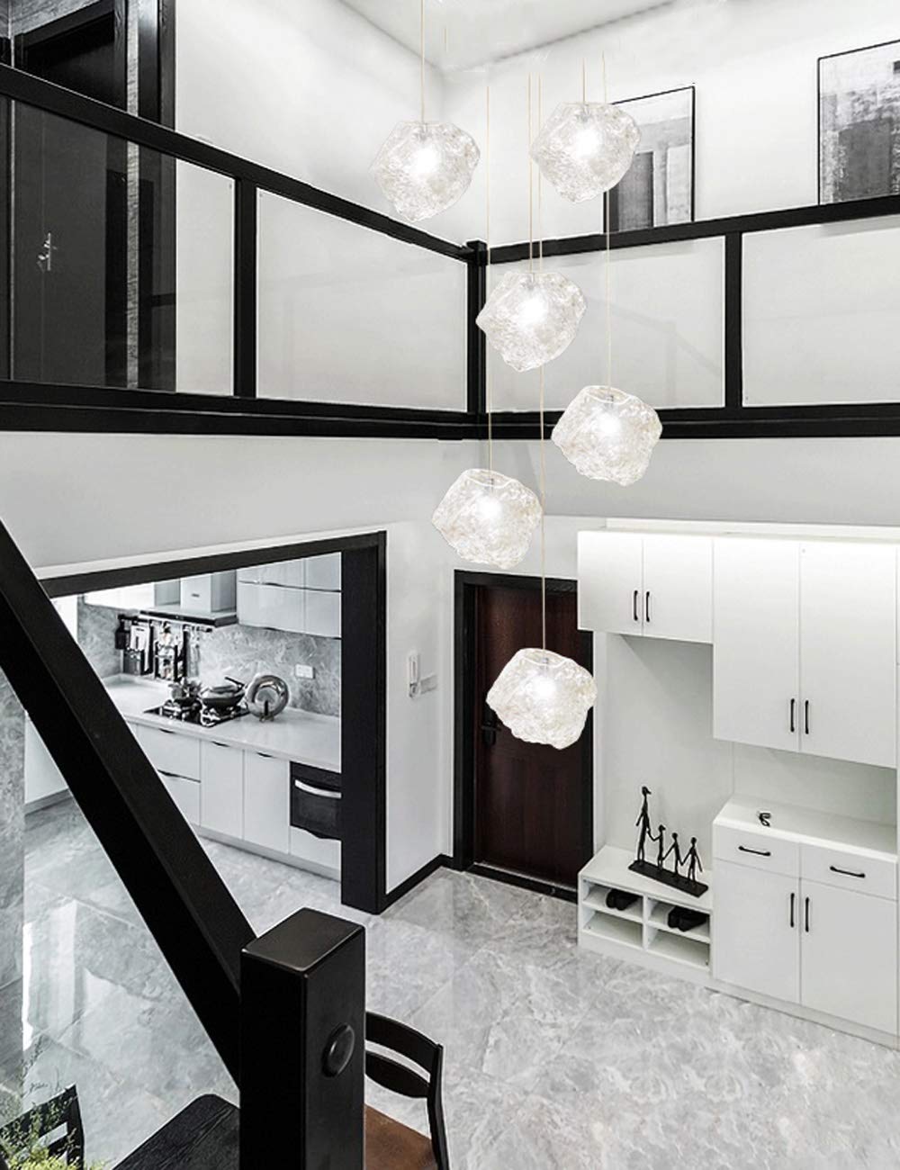 FZQSXAZU Minimalist Staircase Long Chandelier Modern Creative Hotel Villa Stairwell Multi hts Crystal Glass Ceiling ht for Living Room Duplex Restaurant Pendant (Size:6 hts) Made in