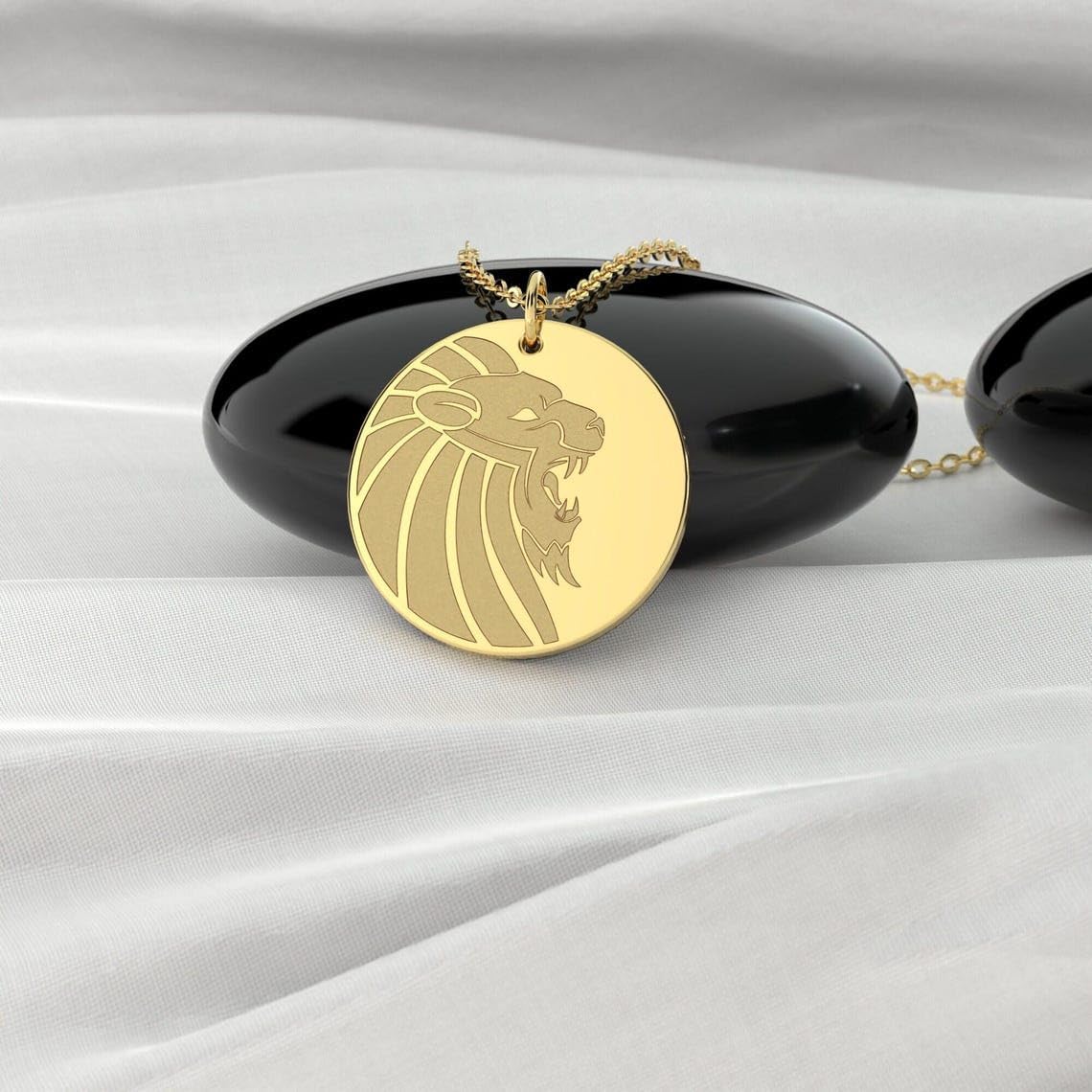 Lion Head Pendant Necklace, Religious Charm Jewelry, Hebrew Symbol, 14k Gold Plated Statement Necklace for Women - Image 5