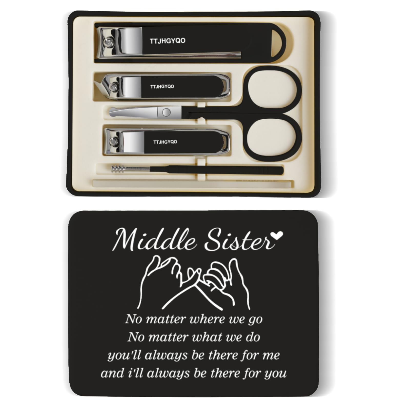 Nail Clippers and Beauty Tool Portable Set Nail Clipper Set Martensitic Stainless Steel Manicure Set 6 in 1 Sisters Gifts Suitable for Home, Workplace