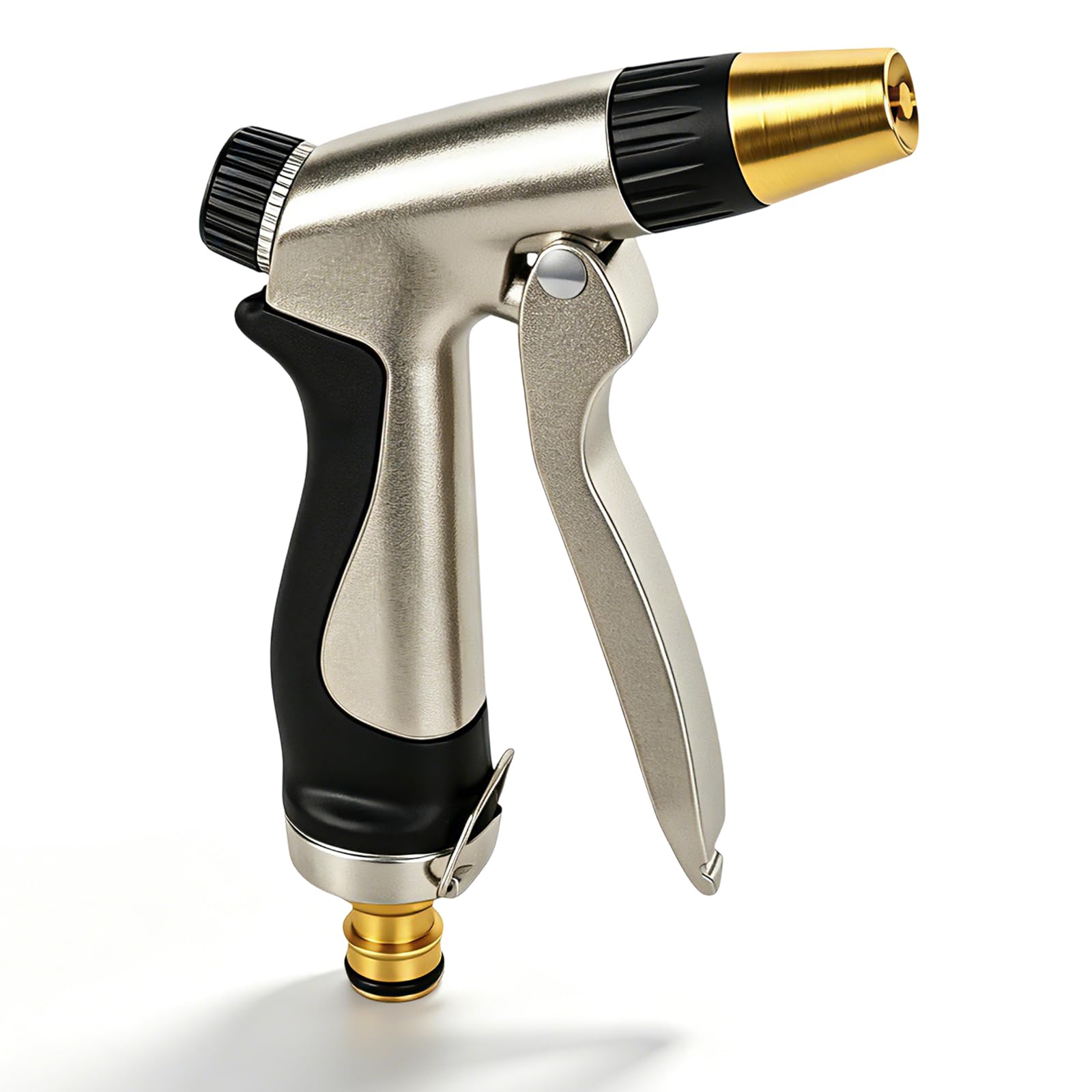 Hose Pipe Spray Gun, High Pressure Garden Hose Spray Gun, 100% Metal 4 Adjustable Patterns Nozzles for Lawn, Garden, Cars, Bikes Watering Equipment Include Hose Connectors