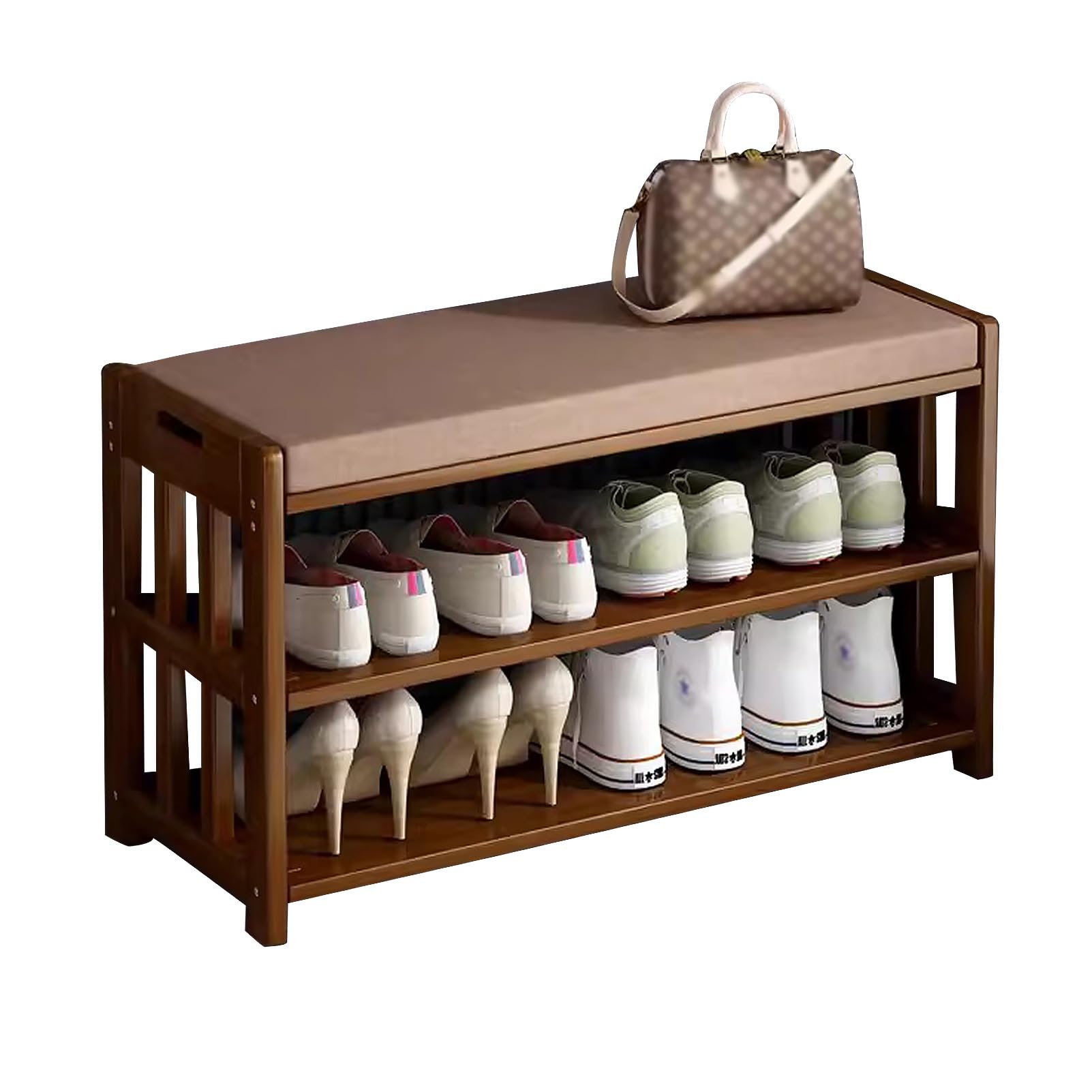 Banc à chaussures en bois avec meuble de rangement d'entrée pour petits appartements