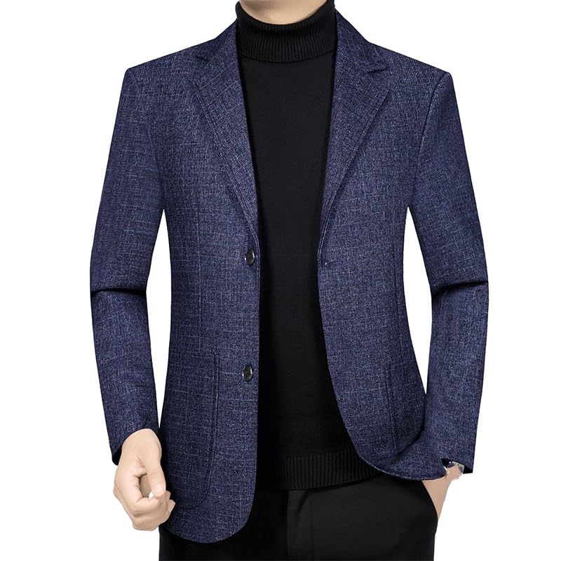 Blue Casual Blazers for Men Stretch Sport Coat Knit Suit Jacket Notch Lapel Two Buttons for Daily Party Business - Main Image