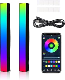 2 PCS RGB Pickup Rhythm Lights, Battery Powered Light Bar,Music Rhythm Lights, App Control 32 Bit Music Level LED Lights, USB Voice Activated Atmosphere Light for Car Gaming Room Desktop TV Studio