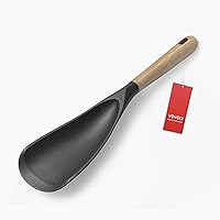 VOVOLY Silicone Cooking Spoon for Nonstick Pans - Heat-Resistant Multifunctional Mixing, Scooping, Scraping Spatula, 11.4" Black