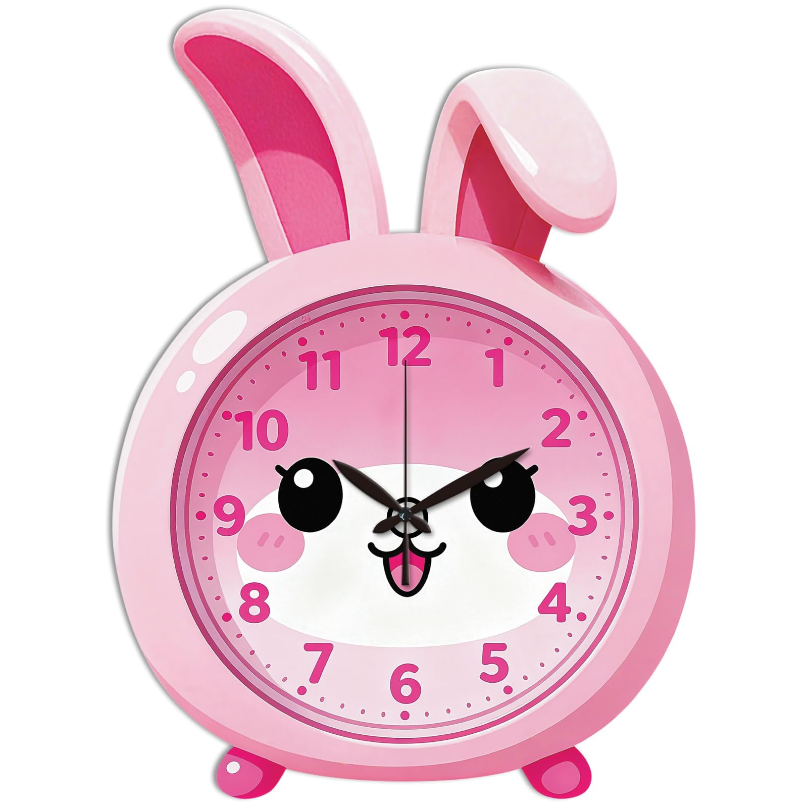 CONCHLERY Cute Cartoon Bunny Rabbit Irregular Flat Printing Wall Clock Silent Non Ticking Decorative Clock, for Home Office Living Room Bedroom Kitchen Decor 11.9x16.14 Inch — image 1