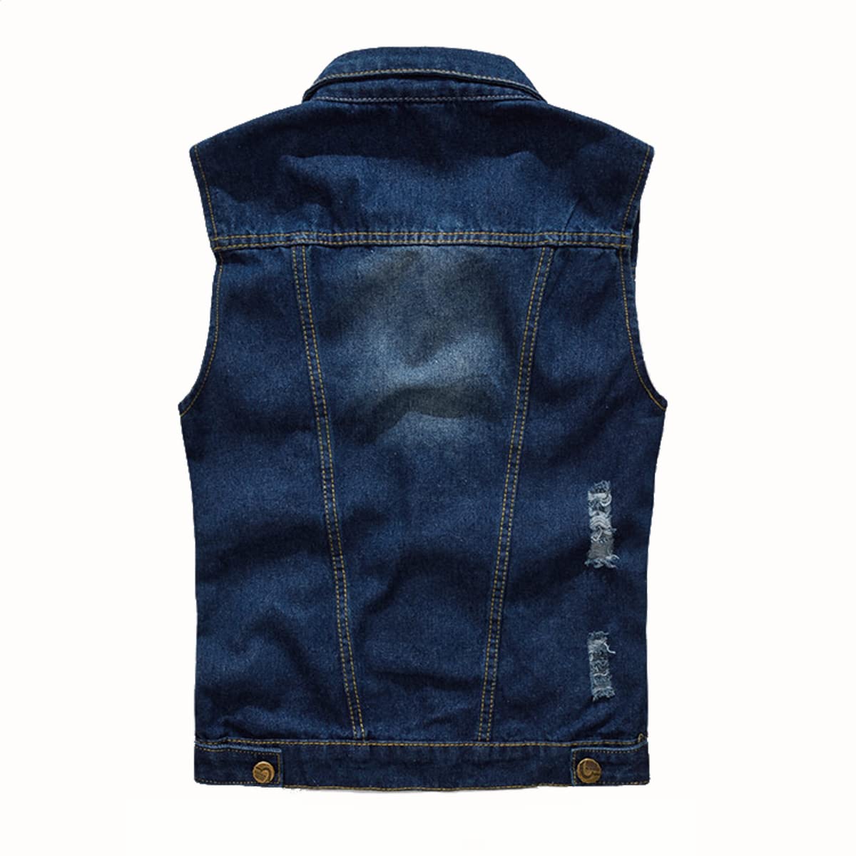 Kelmon Giacca Denim Uomo Gilet per Vintage Strappato Gilet di Jeans da Uomo Senza Maniche Giacca Jeans Capispalla