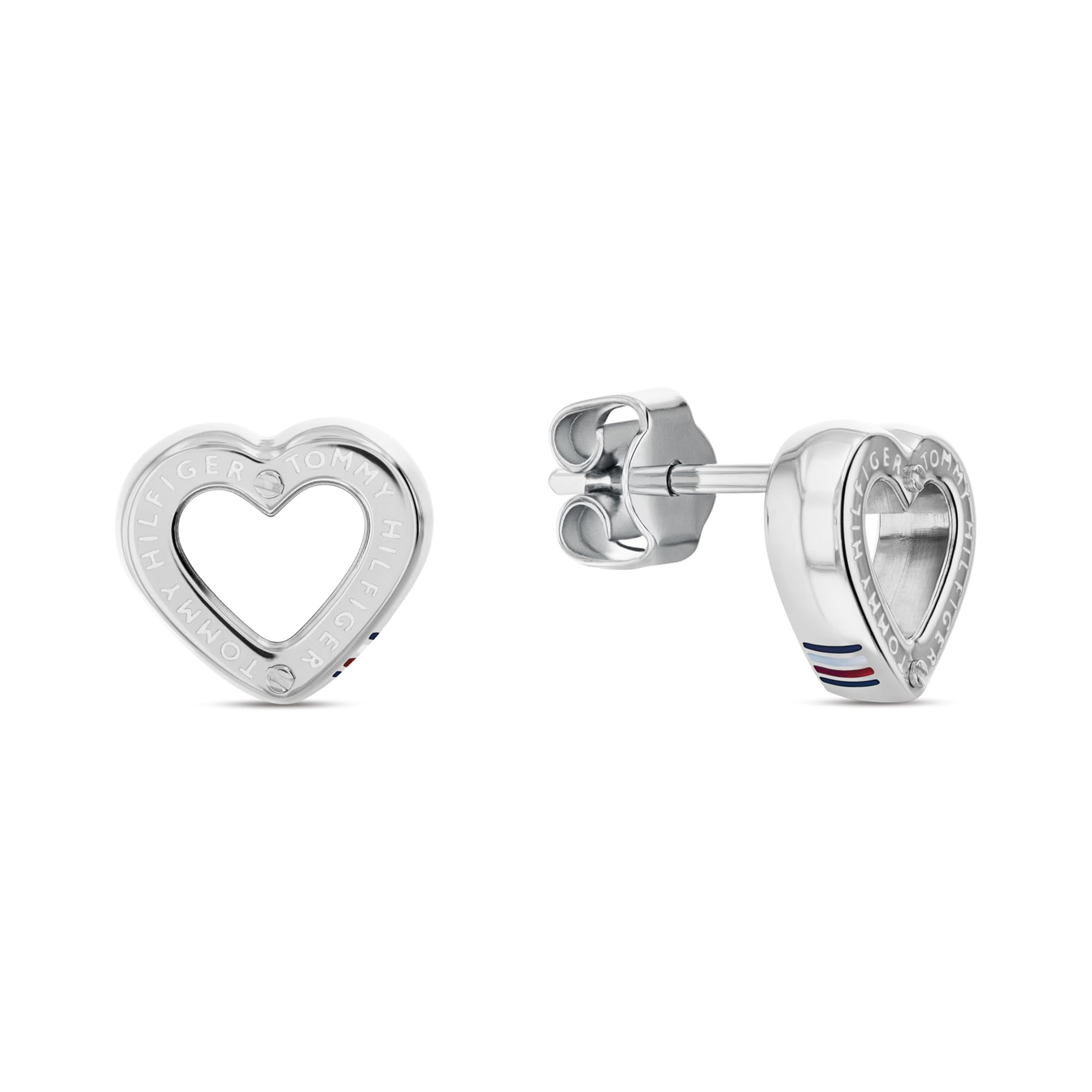Tommy Hilfiger Toggle Heart Ladies Earrings Silver