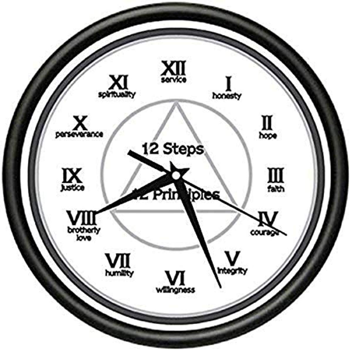 SignMissionSteps 12 Wall Clock aa Alcoholics Anonymous Principles Virtue Gift, Beagle