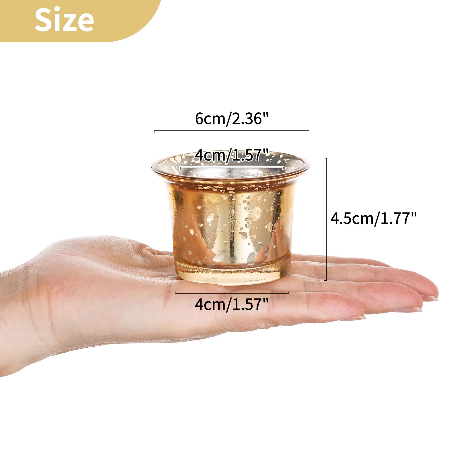 Nuptio Porta Candele Lumini Vetro - Set di 12 Portacandele Porta Candela in Oro Mercurio Sfuso per Candele Votive Galleggianti Centrotavola per Feste di Matrimonio Decorazioni Natalizie