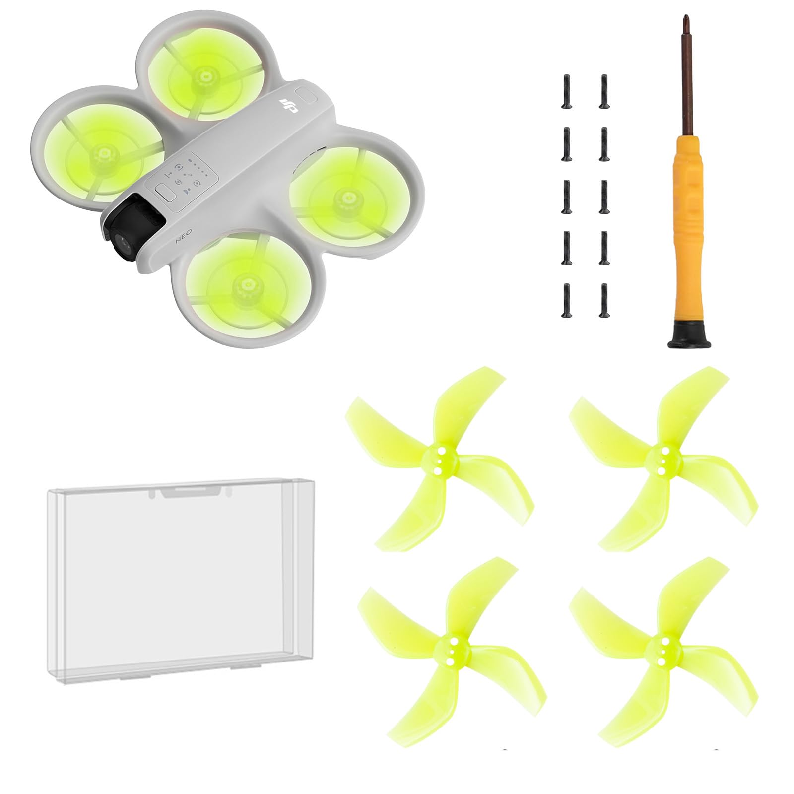 Hélices coloridas para drones DJI Neo de bajo ruido, ligeras, duraderas, hélices de ala para accesorios DJI Neo, piezas de repuesto rápido, 4 piezas (verde)