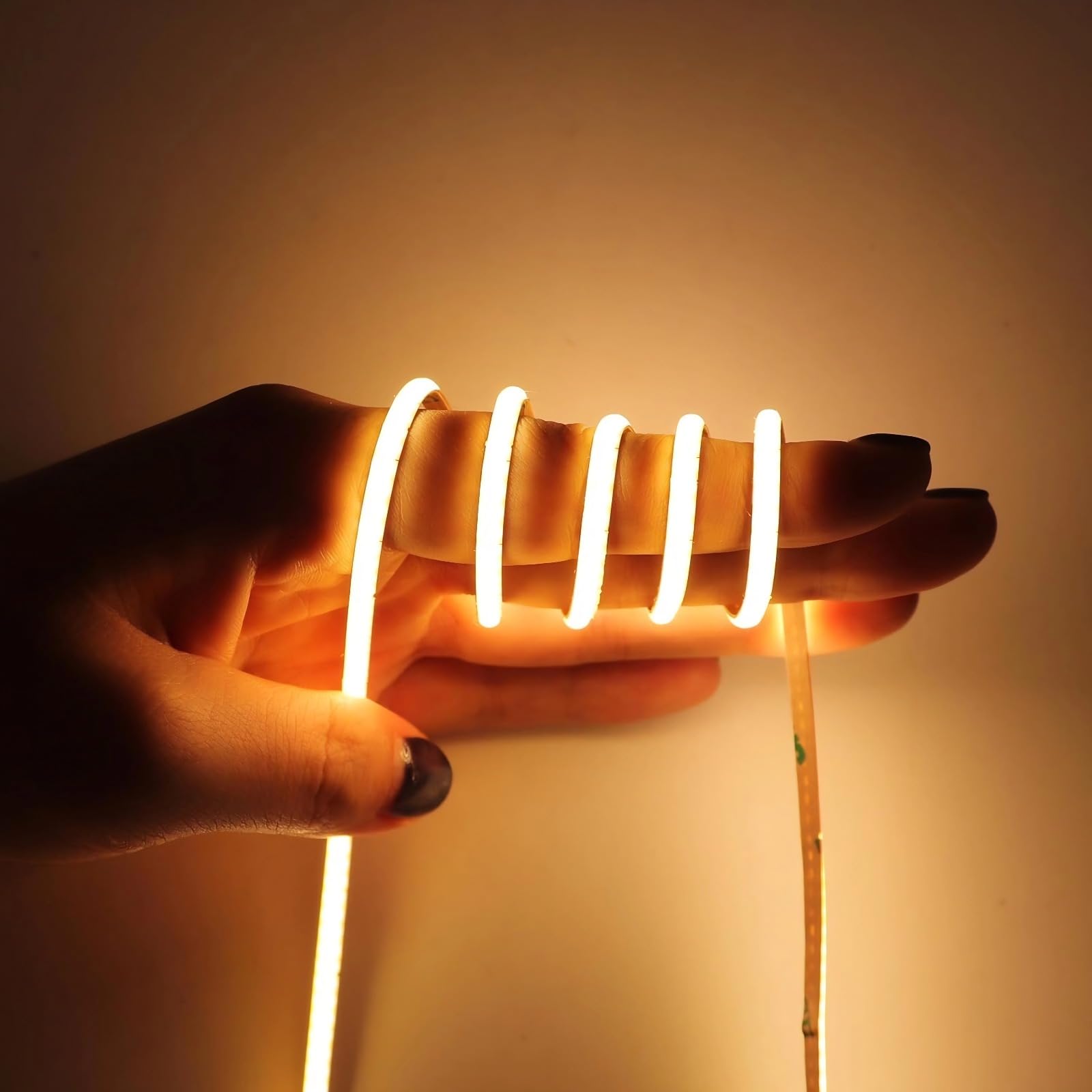 MALIIGAZA COB LED Strip Light 5m, 12V Warm White 3000K Ultra-Thin Width 5mm LED Strip, CRI>90 Flexible Dimmable 400LEDs/m for Bedroom TV DIY Home Indoor Decor (Power Supply Not Included) — image 1