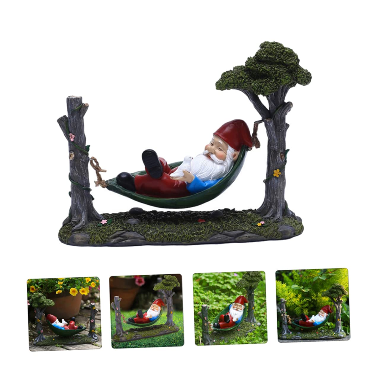 BESPORTBLE GNOME Décoratif Résine pour Jardin Ornement GNOME De Noël avec Hamac Cadeau De Fêtes Original