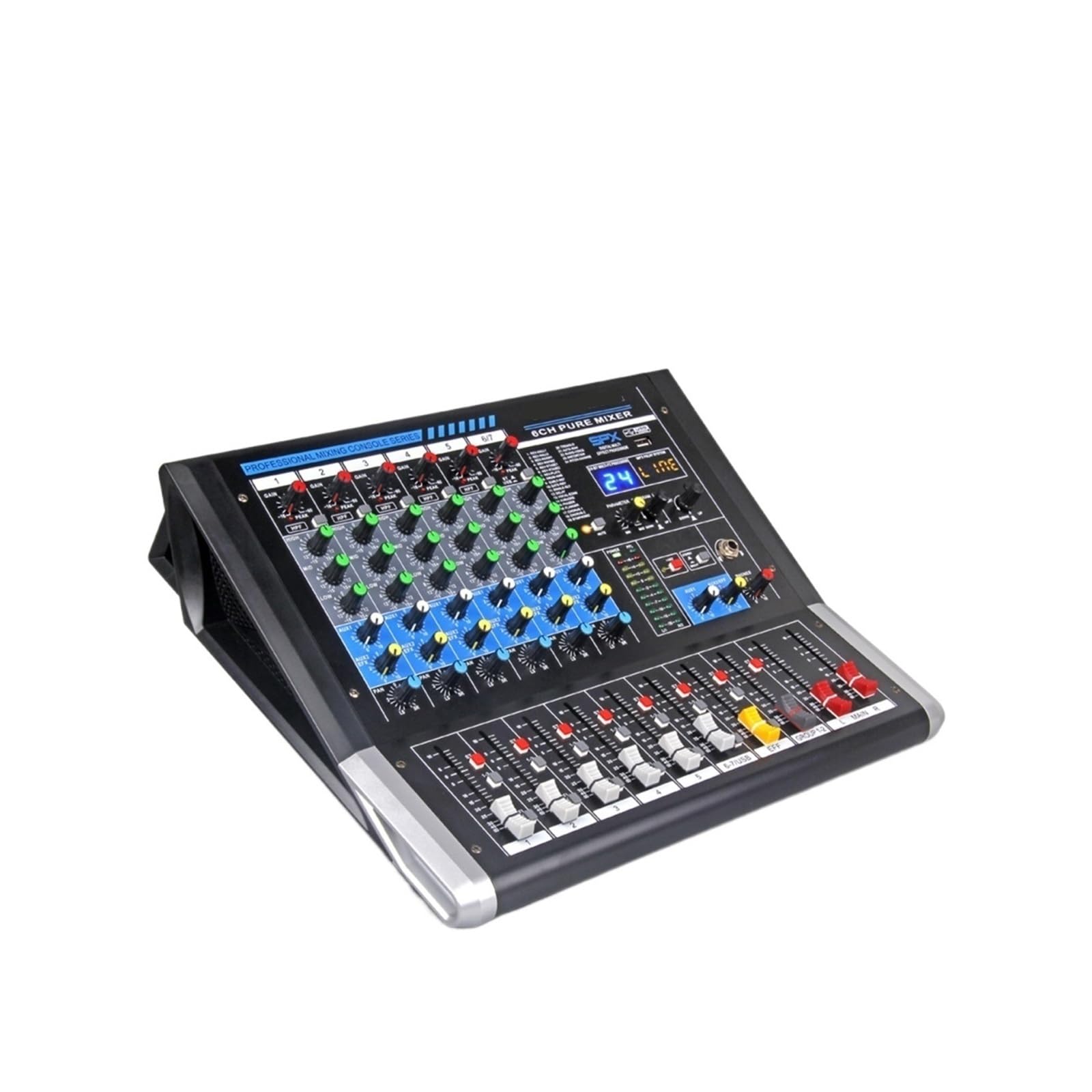 Mezclador de audio, Mezclador de 6 canales, controlador DJ, placa sonido con 24 efectos DSP USB for estudio grabación