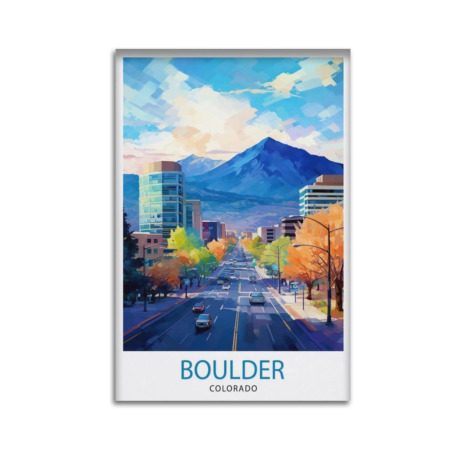 xiaoxiaoshen Boulder Colorado Travel Rocky Mountain Illustrati_5_3 Canvas Poster Wall Art Prints Room Aesthetic Murals Bedroom And Living Decorations 24x36inch(60x90cm)