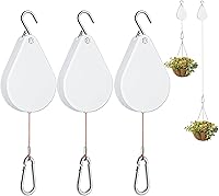 WROSWT Upgraded Retractable Plant Hangers (3 Pack White) - Heavy Duty Pulley Auto Lock, Easy Raise/Lower for Pots, Bird Feeders up to 30lbs