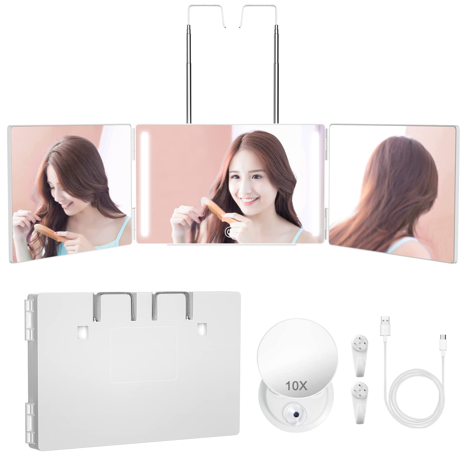 Amazon.co.jp: LED三面鏡 セルフカット【Lovcoyo LED化粧ミラー