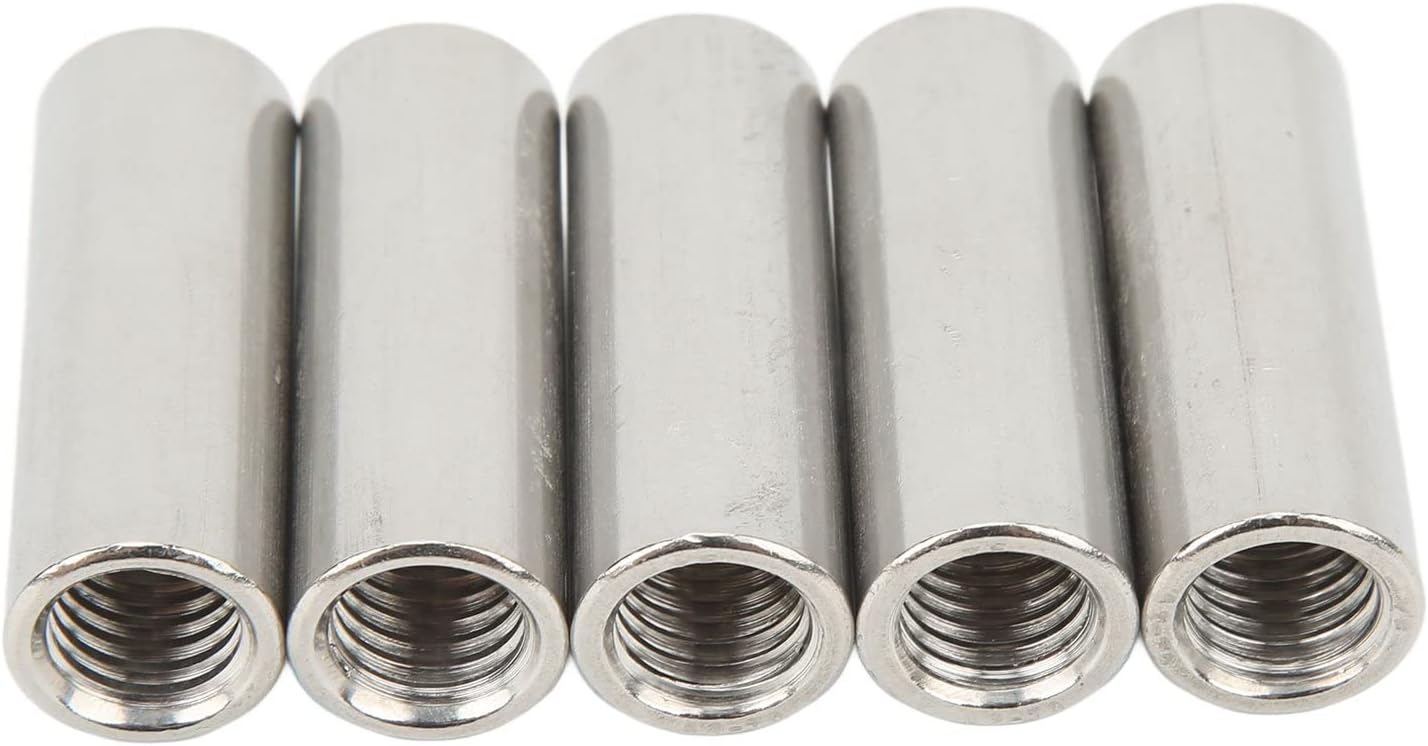 Round Coupling Nut 5Pcs Coupling Nut Stainless Steel Rod Bar Stud Tube Nuts Round Rod Connector Nut Female Thread Hoses