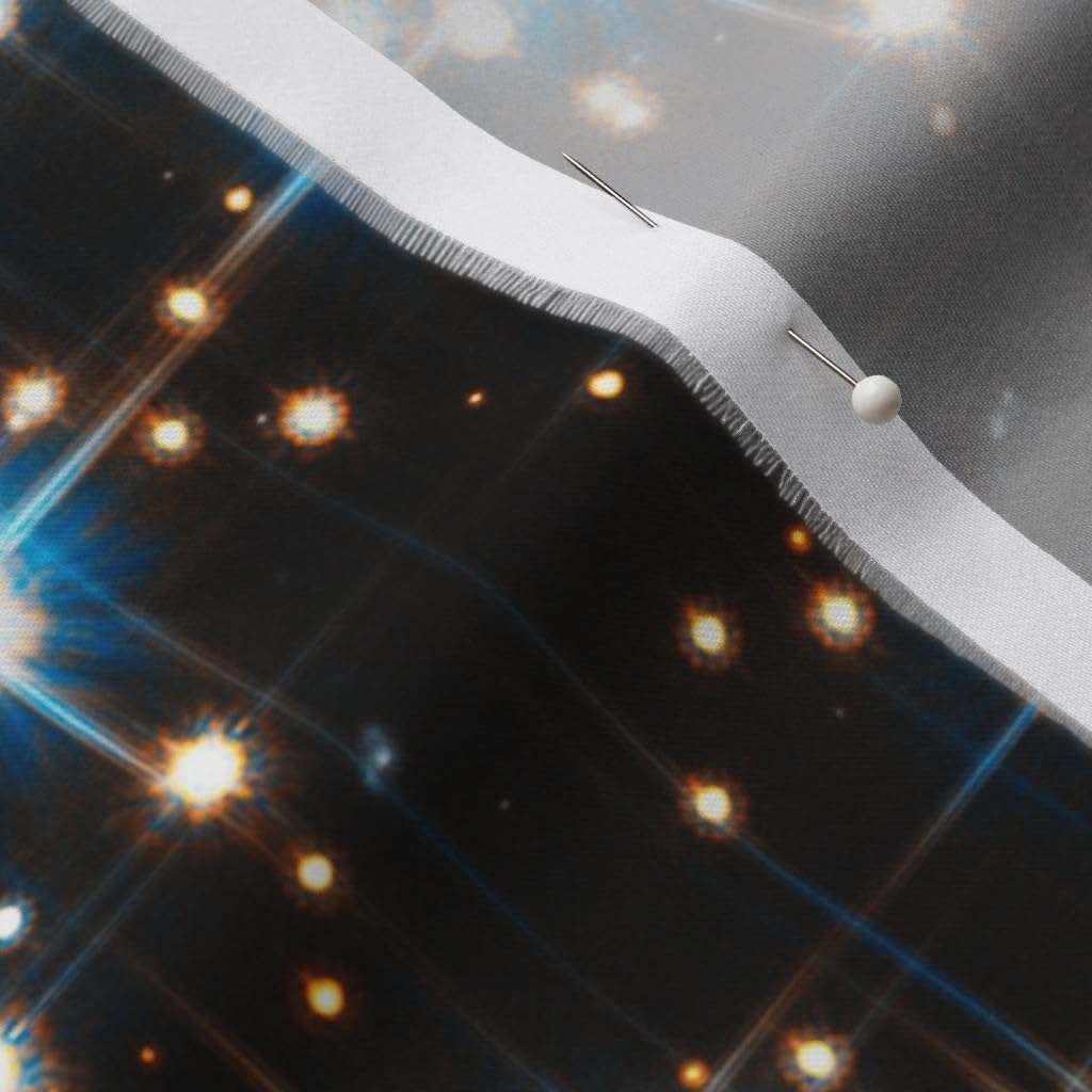 Spoonflower Fabric - Stars Sparkle Star Field Dark Galaxy Universe Outer Space Photo Blue Printed on Organic Cotton Sateen Fabric by The Yard - Sewing Quilting Apparel Home Decor