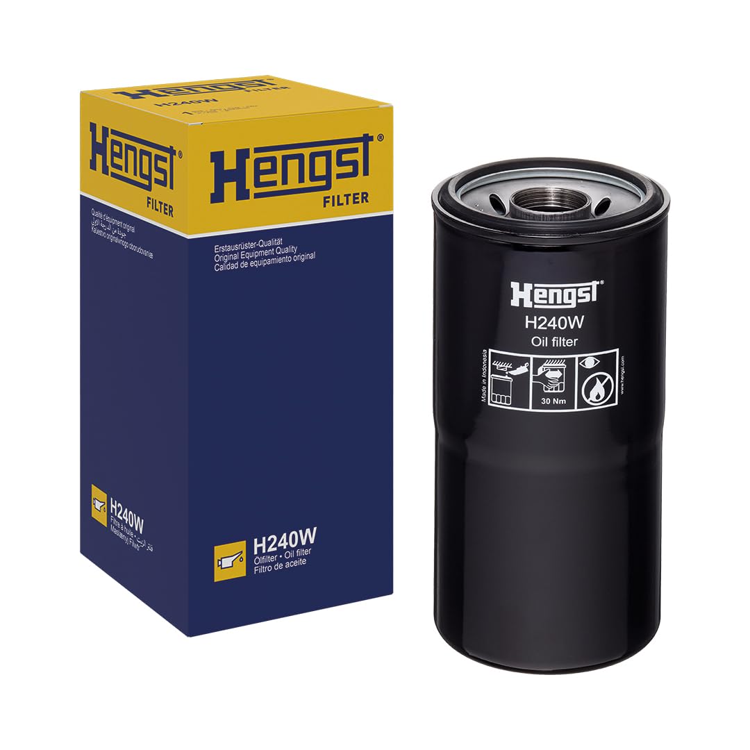 HENGST - Filtro de aceite H240W - Filtro de aceite para coche - Filtro de aceite de motor de alta calidad para coche con motor de gasolina o diesel - Filtro de aceite robusto con alta capacidad de