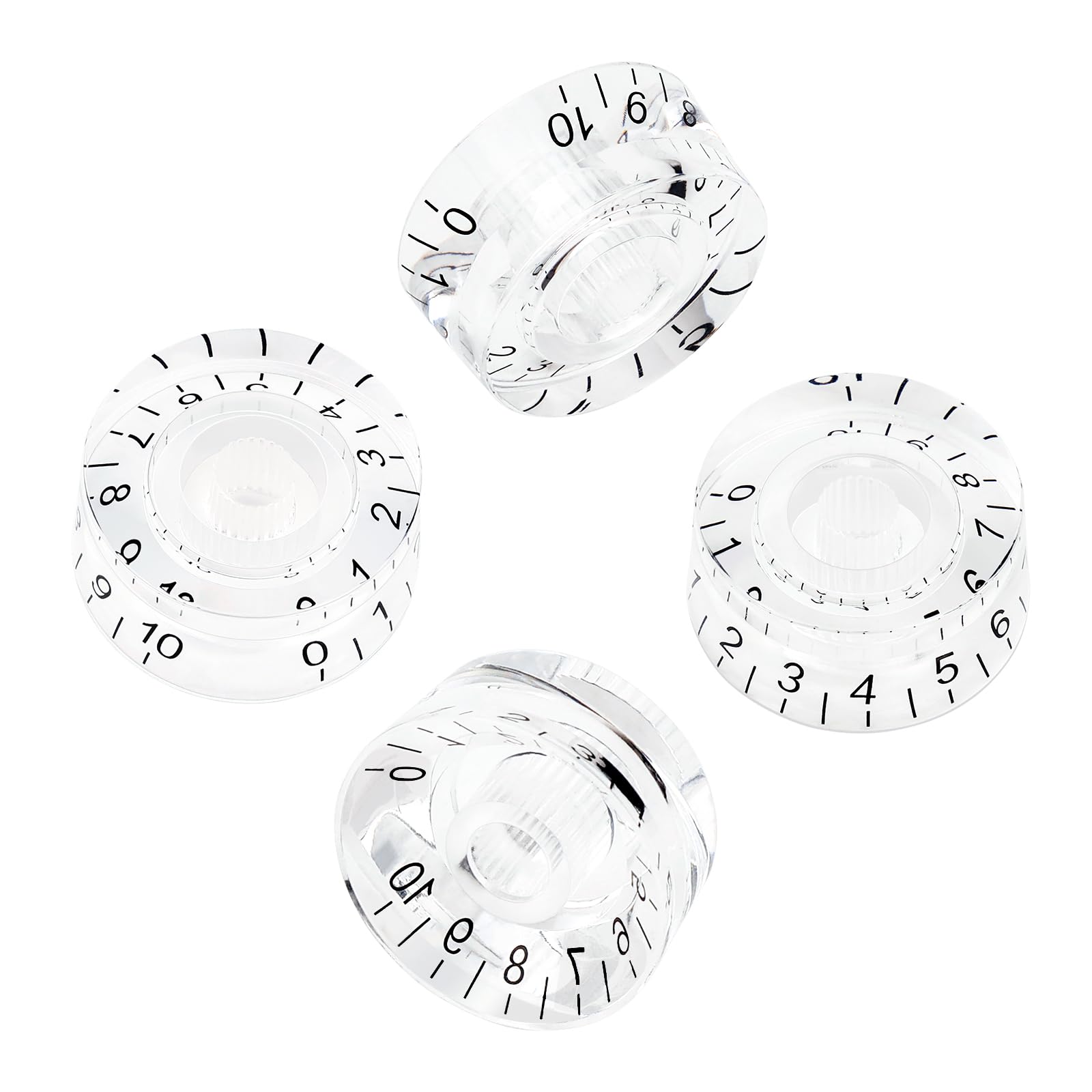 Banworks '60s Guitar Control Knobs 24-Spline Imperial Knobs 2 Tone and 2 Volume 6mm (15/64") Knobs Speed Knobs Top Hat for Gibson Les Paul SG Electric Guitars Pack of 4 JT/XN-08 Transparent - Image 3