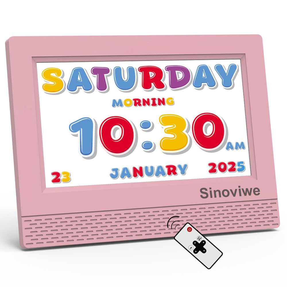 Sinoviwe Digital Alarm Clock with 7 HD Screen Calendar Function It is Perfect for Kids Aged 3-18 Years