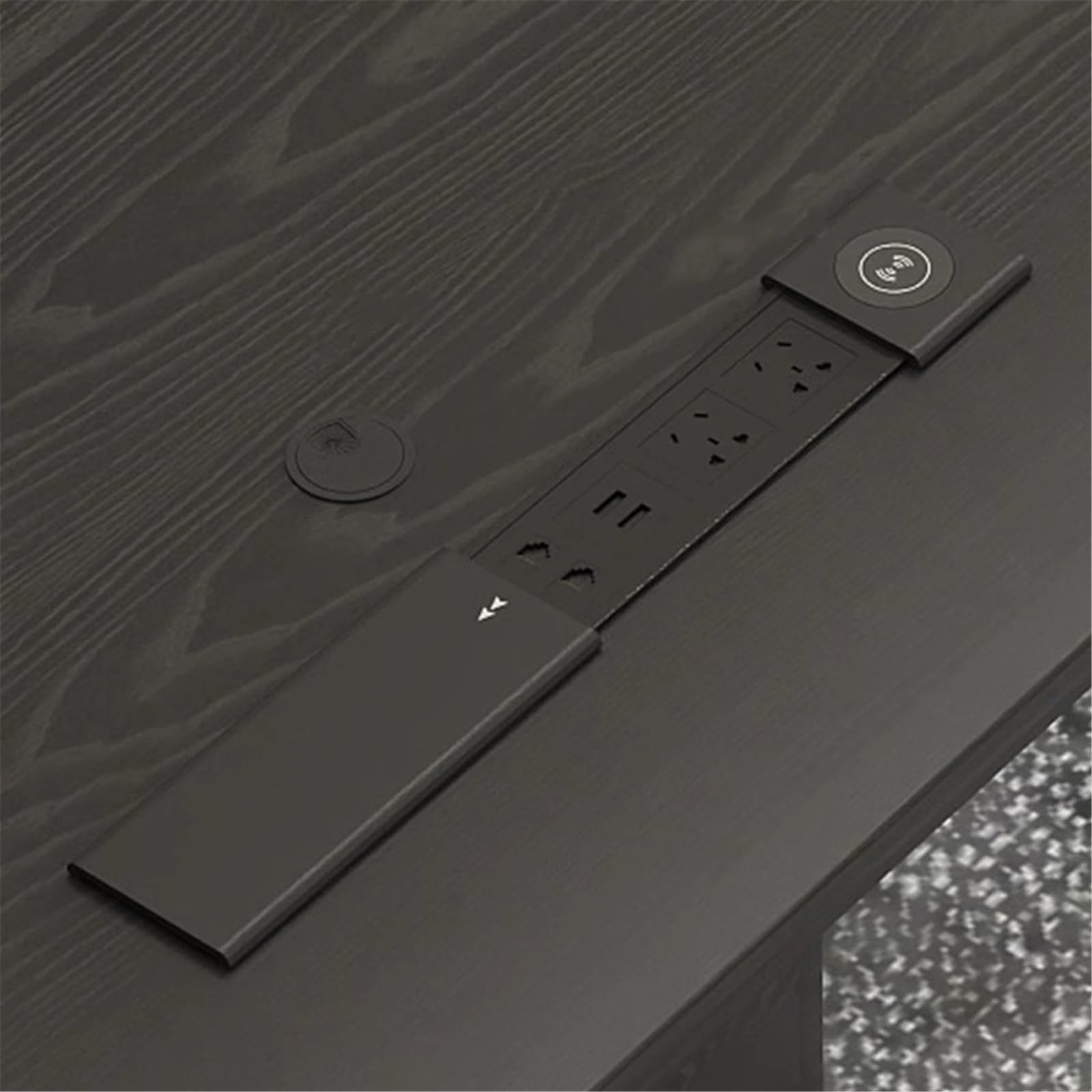 Escritorio de Oficina Escritorio Ejecutivo Moderno de Oficina Negro con cajones Almacenamiento, Mesa Escritura espaciosa for en casa Tomas Carga Mesa para Juegos de portátil(S)