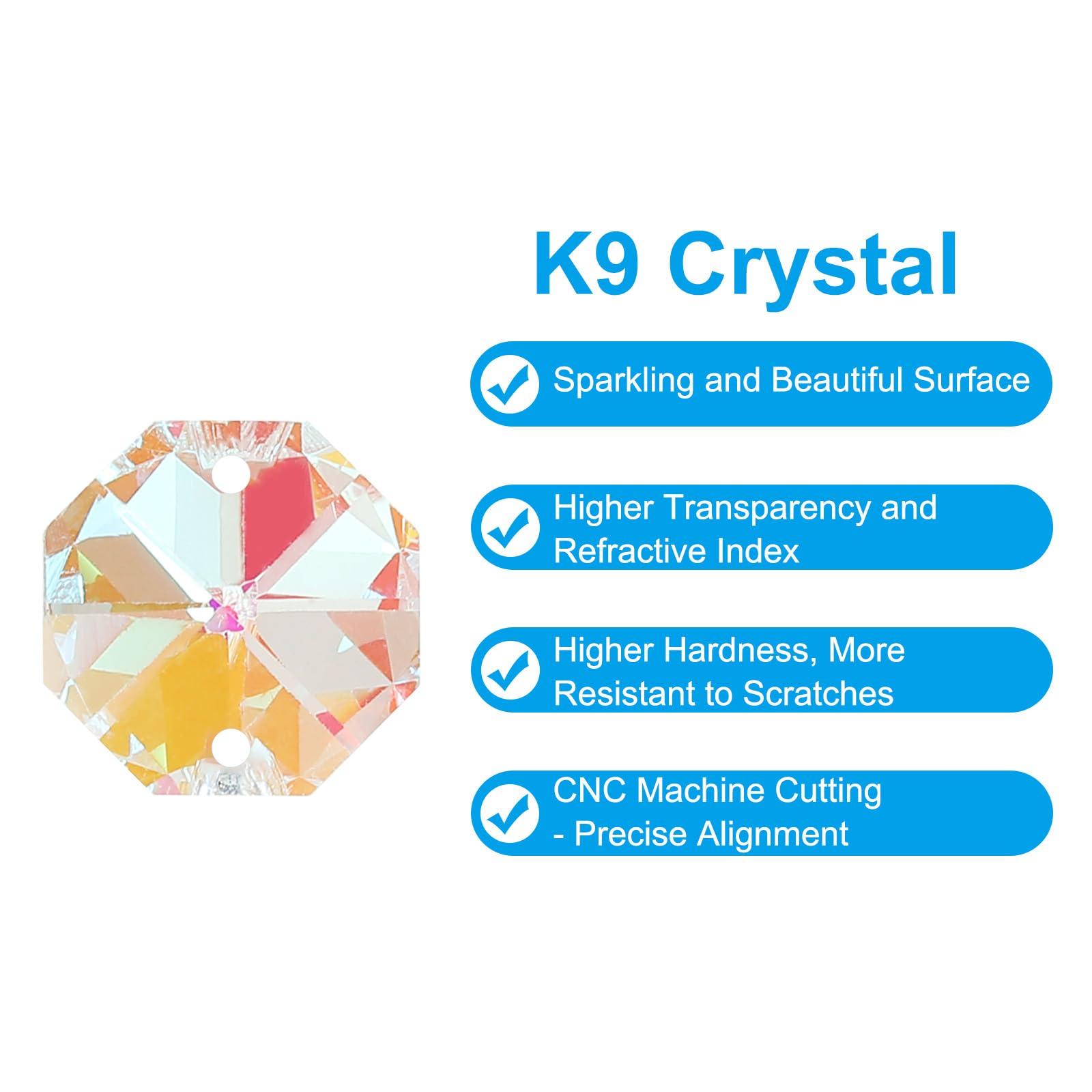 PATIKIL Pendientes de Cristal K9 en Forma de Octágono con 2 Agujeros