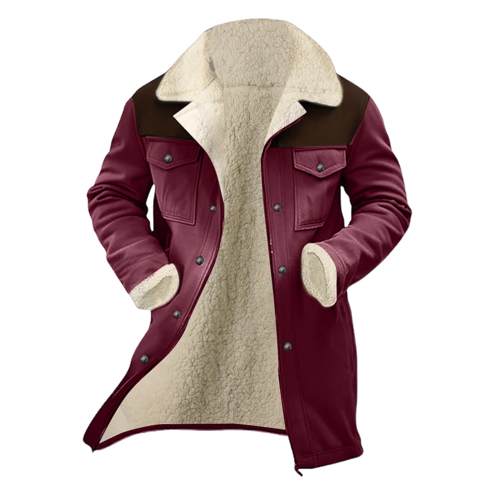 Generisch Cappotto invernale da uomo lungo in pelle scamosciata