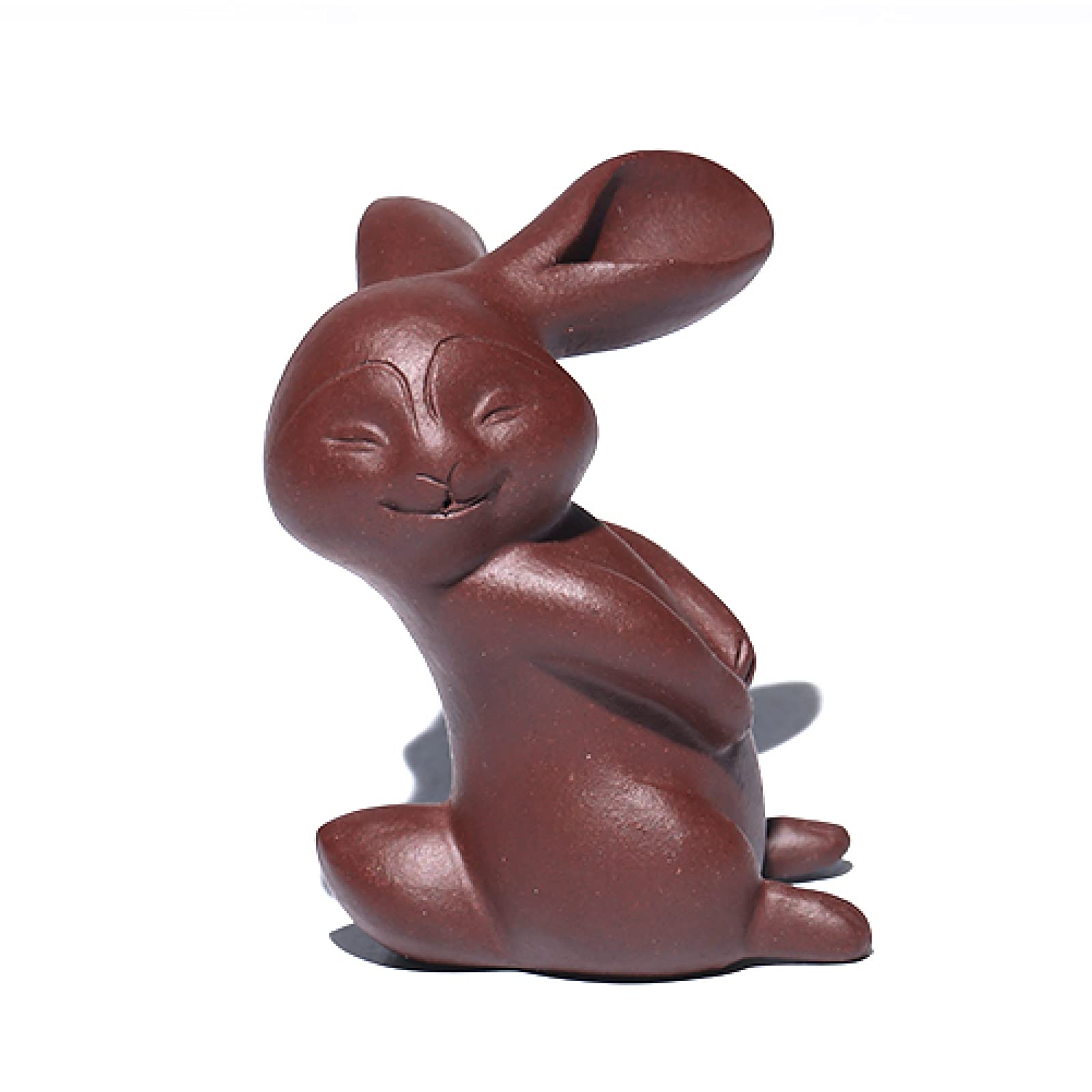 Statue lapin en sable violet fait main, décoration de table de thé authentique et raffinée