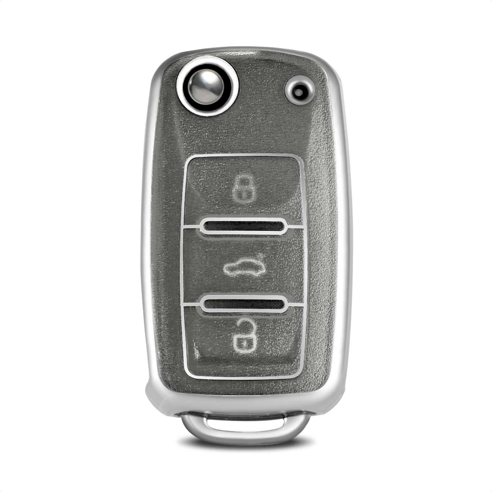 Soft TPU Car Key Shell Case Protector Compatible with Volkswagen Jetta Golf Polo MK8 Passat Tiguan Beetle,2/3 Button Keyless Smart Key(Transparent-Matte)