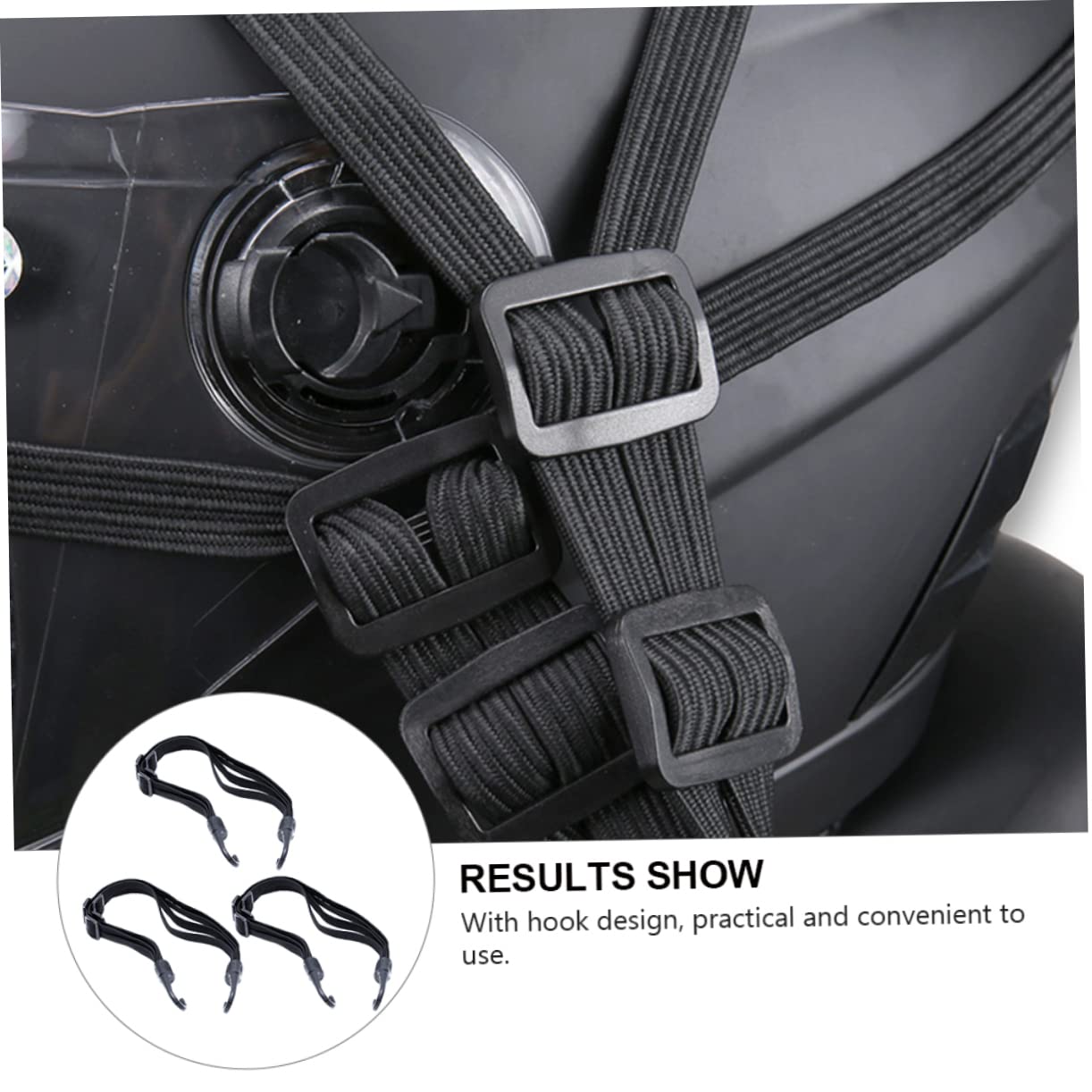 Anneome 3pcs Luggage Rope with Hook Beanie Helmets for Motorcycles Cargo Tie-Down Strap Strap Extension Elastic Luggage Belt Motorcycle Trunk Bike Strap Black Polyester
