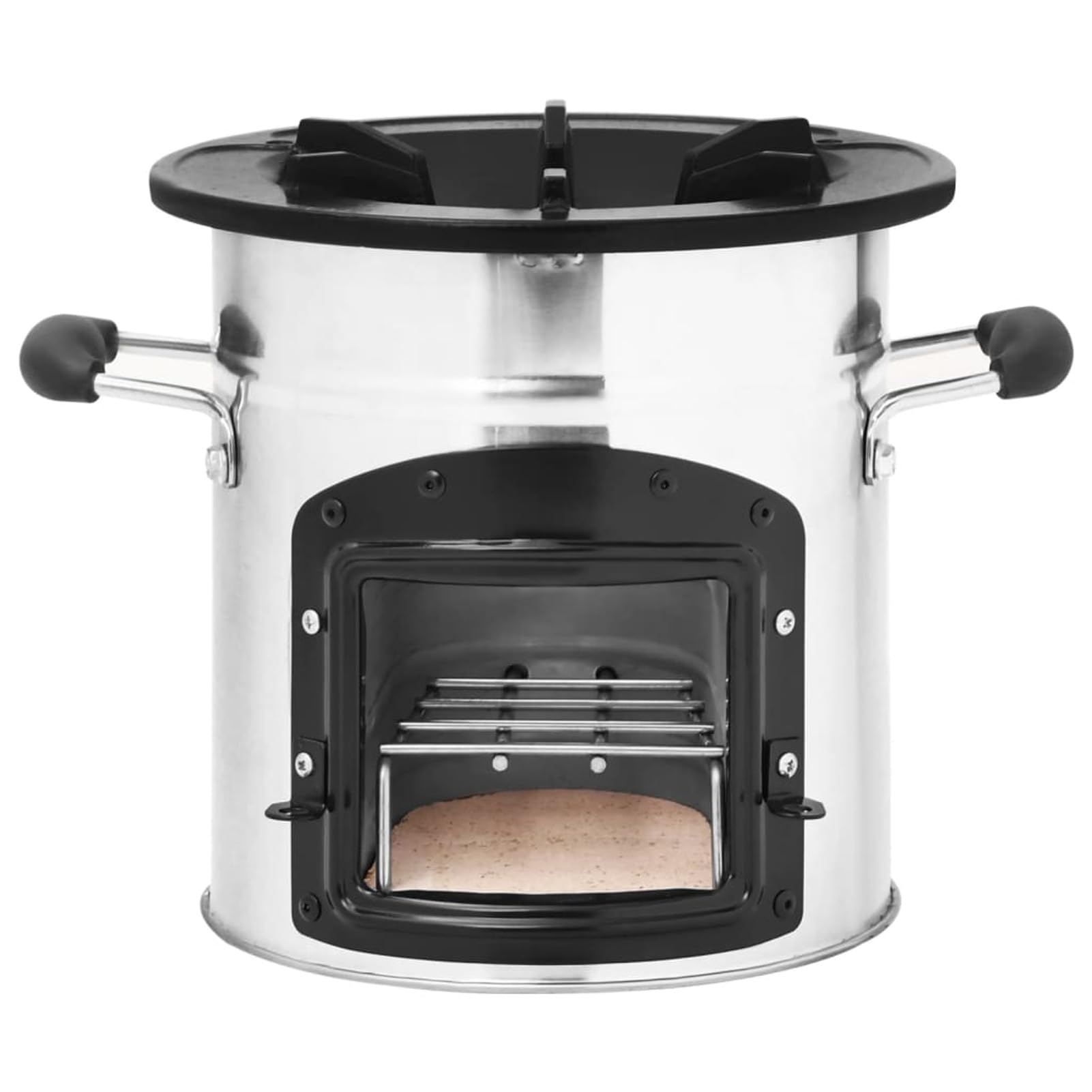 Stufa a Legna da Campeggio Argento 45,5x33x25,5 cm Acciaio Inox,Stufa a Legna compatta per Il Campeggio all'aperto e la Cottura di PIC-nic
