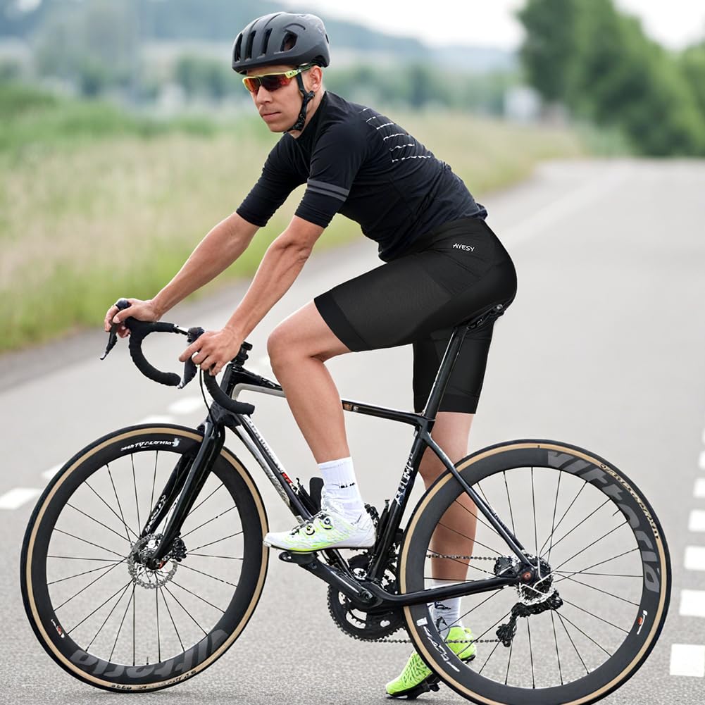 Męskie spodenki rowerowe spodenki kolarskie kompresja 3D wyściełane 3 kieszenie oddychające szybkoschnące bielizna rowerowa dla mężczyzn MTB rower motocykl, Rozmiar L:, L