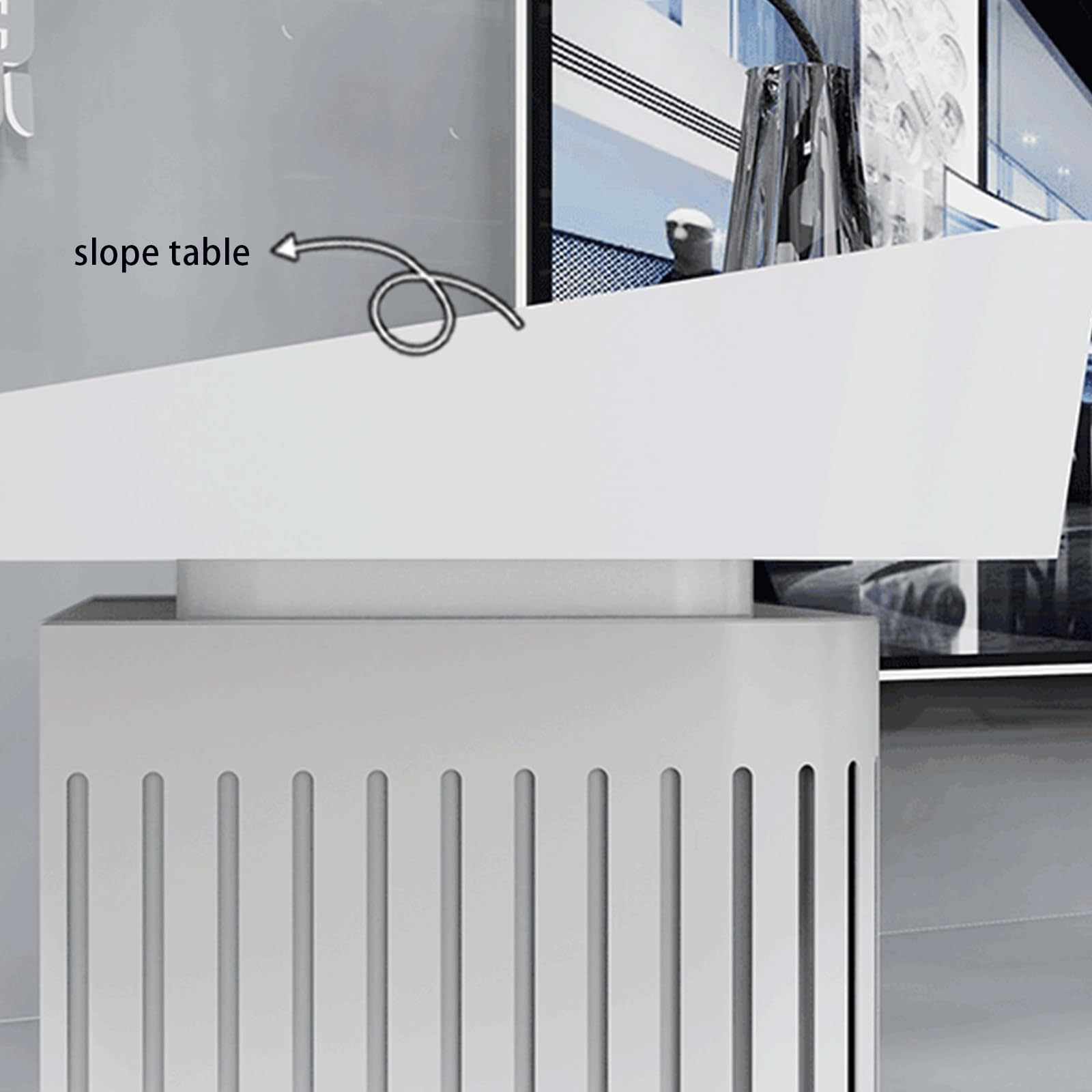 Banco cassa moderno in acciaio inox per ristoranti e uffici per conferenze, scuole e aziende - & design
